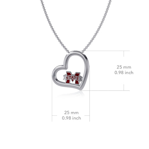 Mississippi State Bulldogs Heart Pendant Necklace - Enamel