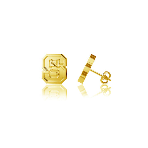 NC State University Post Earrings - Gold Plated