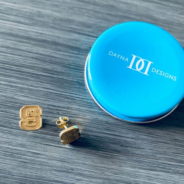 NC State University Stud Earrings - Gold