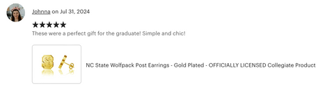 NC State University Post Earrings - Gold Plated