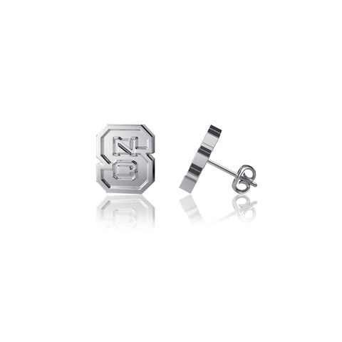 NC State University Post Earrings - Silver