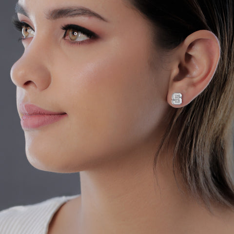 NC State University Stud Earrings - Silver