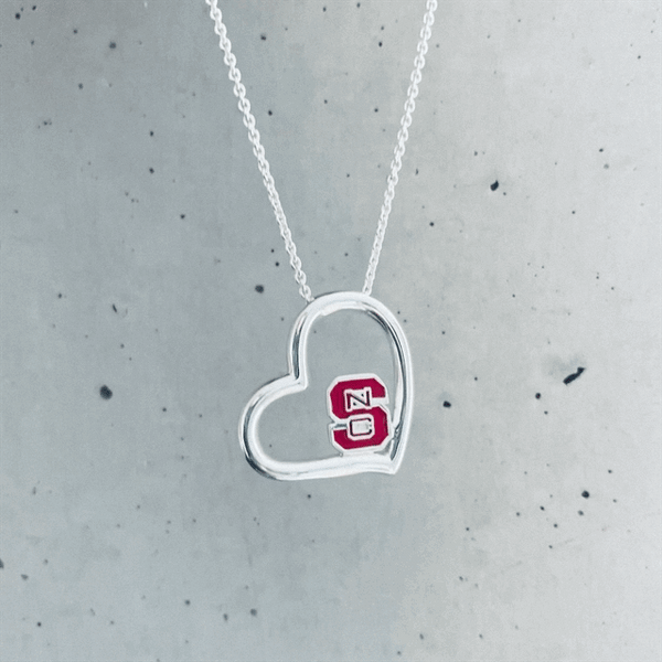 NC State University Heart Necklace - Enamel