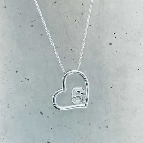 NC State University Heart Necklace - Silver