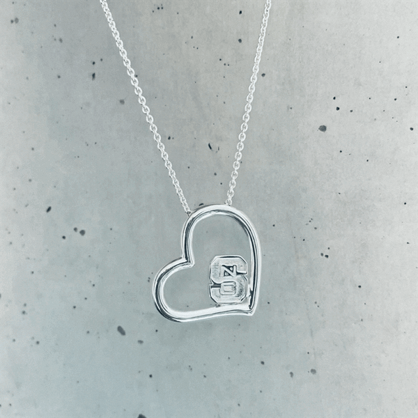 NC State University Heart Necklace - Silver