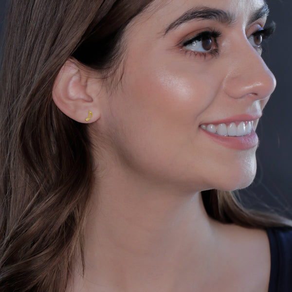 Music Note Stud Earrings - Gold