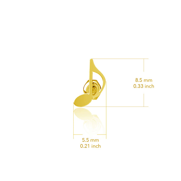Music Note Stud Earrings - Gold