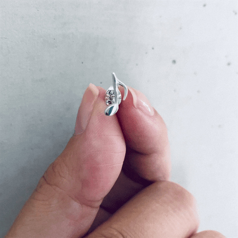 Music Note Stud Earrings - Silver