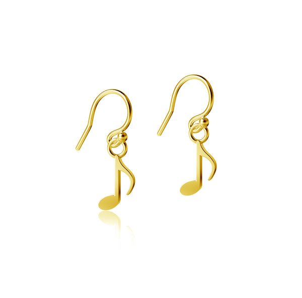Music Note Dangle Earrings - Gold