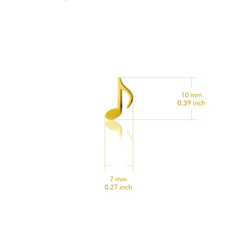 Music Note Dangle Earrings - Gold