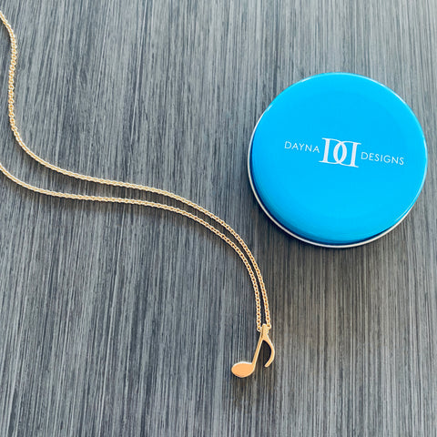 Music Note Pendant Necklace - Gold