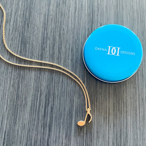 Music Note Pendant Necklace - Gold