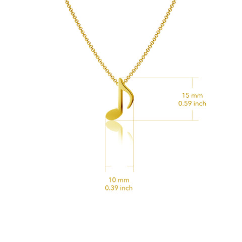 Music Note Pendant Necklace - Gold