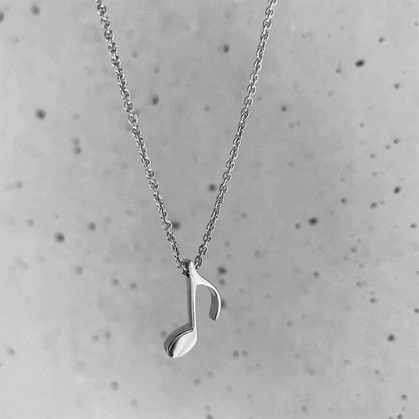 Music Note Pendant Necklace - Silver