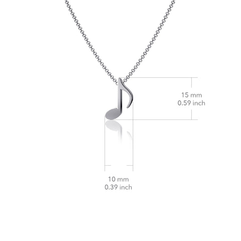 Music Note Pendant Necklace - Silver