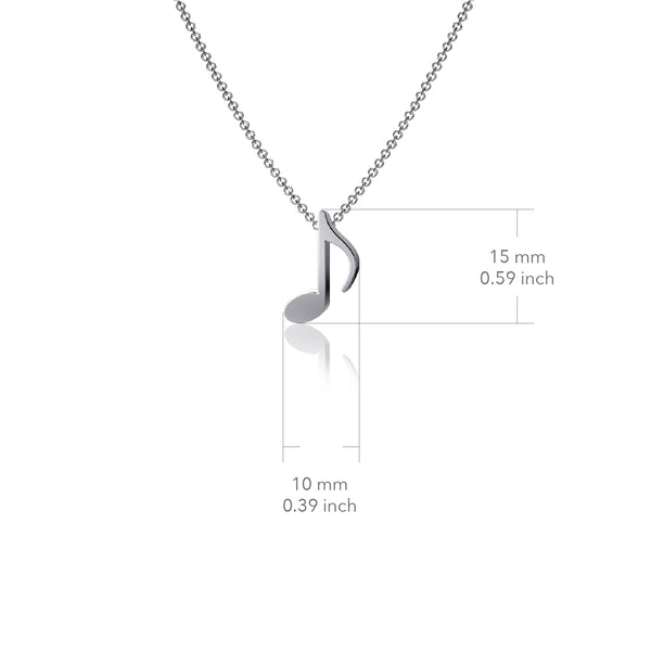 Music Note Pendant Necklace - Silver