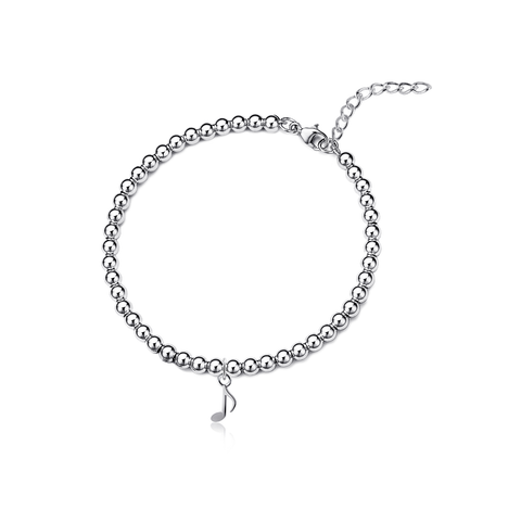 Music Note Silver Beaded Bracelet
