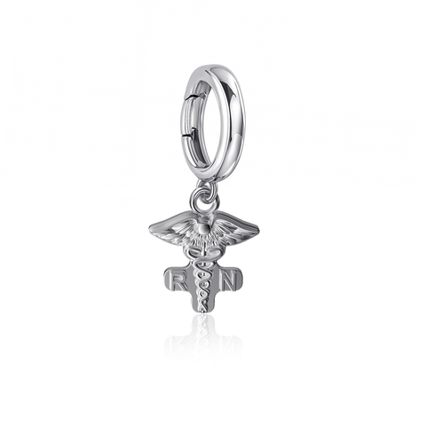 Nurse Caduceus Bracelet Charm - Silver