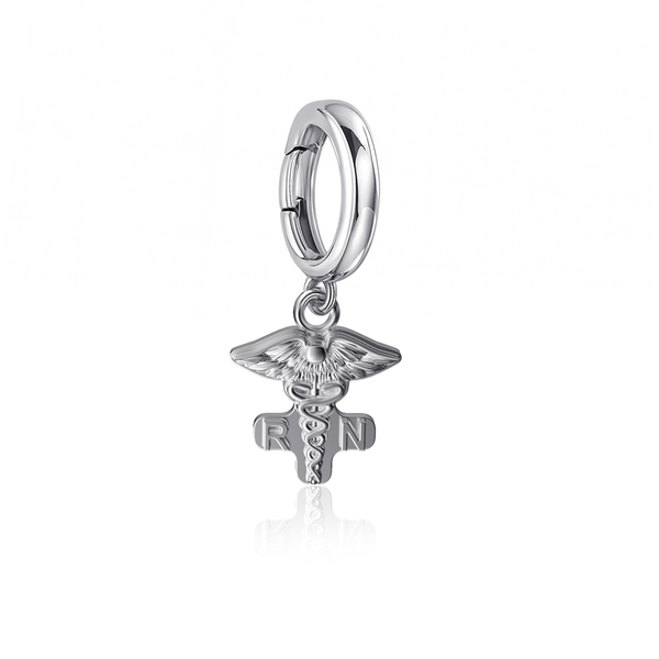 Nurse Caduceus Bracelet Charm - Silver
