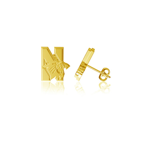 Northwestern Wildcats Post Earrings - Gold Plated