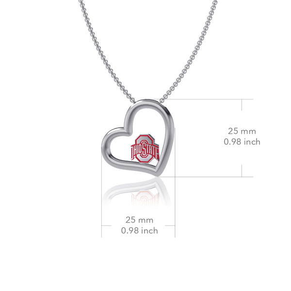 Ohio State University Heart Necklace - Enamel