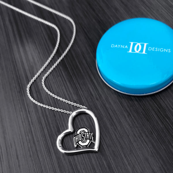 Ohio State University Heart Necklace - Silver