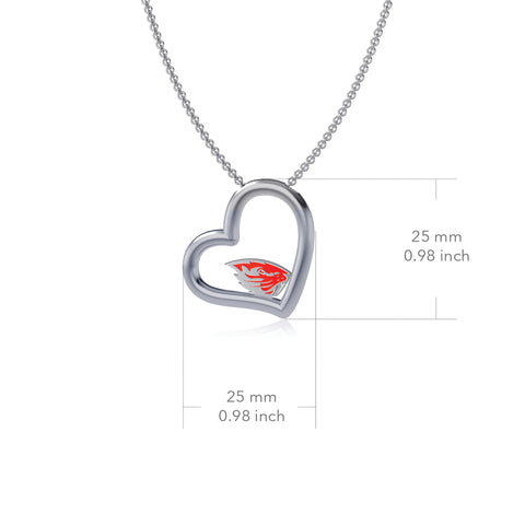 Oregon State Beavers Heart Pendant Necklace - Enamel