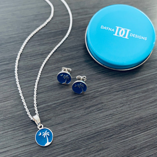 Palmetto Stud Earrings - Enamel