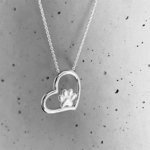 Dog Paw Heart Necklace
