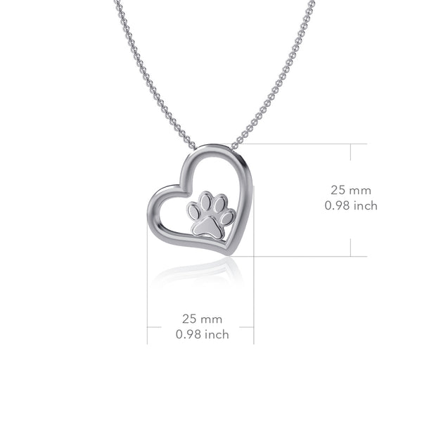 Dog Paw Heart Necklace