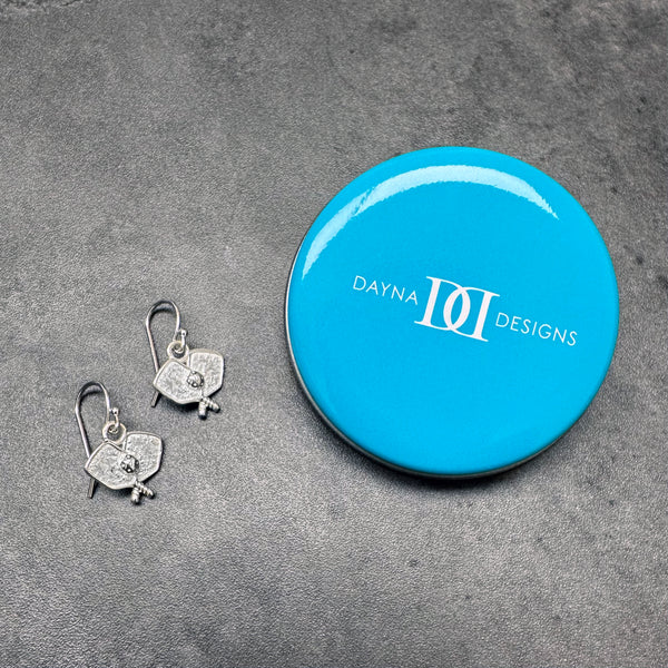 Pickleball Dangle Earrings - Silver