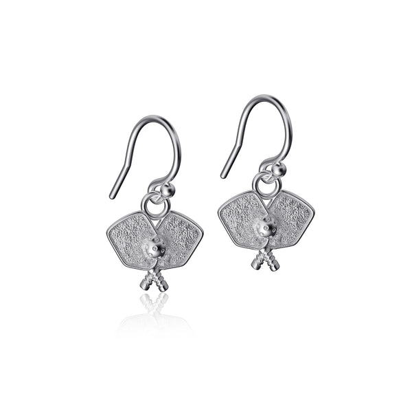 Pickleball Dangle Earrings - Silver