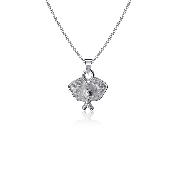 Pickleball Pendant Necklace - Silver