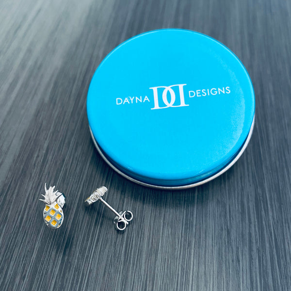 Pineapple Stud Earrings - Enamel