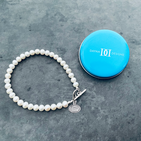 Penn State University Pearl Bracelet - Silver
