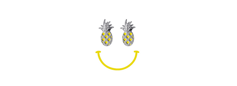 Pineapple Stud Earrings - Enamel