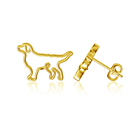 Labrador Silhouette Stud Earrings - Gold