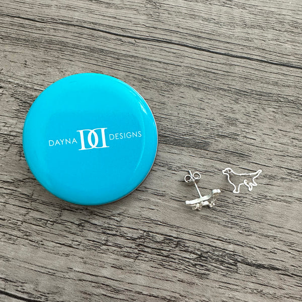 Retriever Silhouette Stud Earrings - Silver