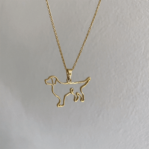 Retriever Silhouette Pendant Necklace - Gold