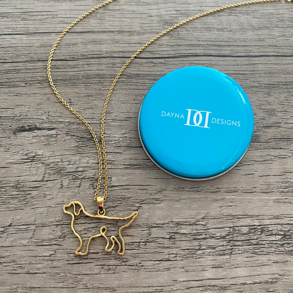 Retriever Silhouette Pendant Necklace - Gold