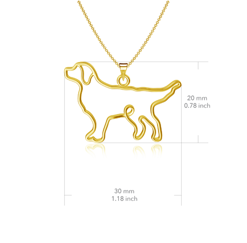 Retriever Silhouette Pendant Necklace - Gold