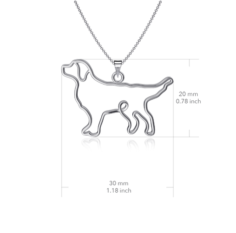 Labrador Silhouette Pendant Necklace - Silver