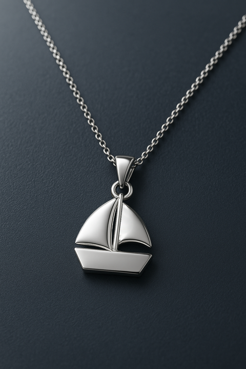 Sail Boat Pendant Necklace - Silver