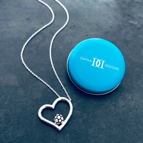 Soccer Ball Heart Necklace