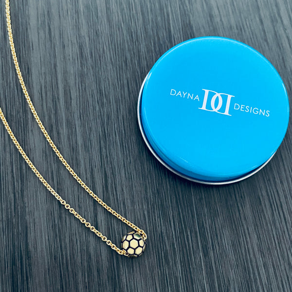 Soccer Ball Pendant Necklace - Gold