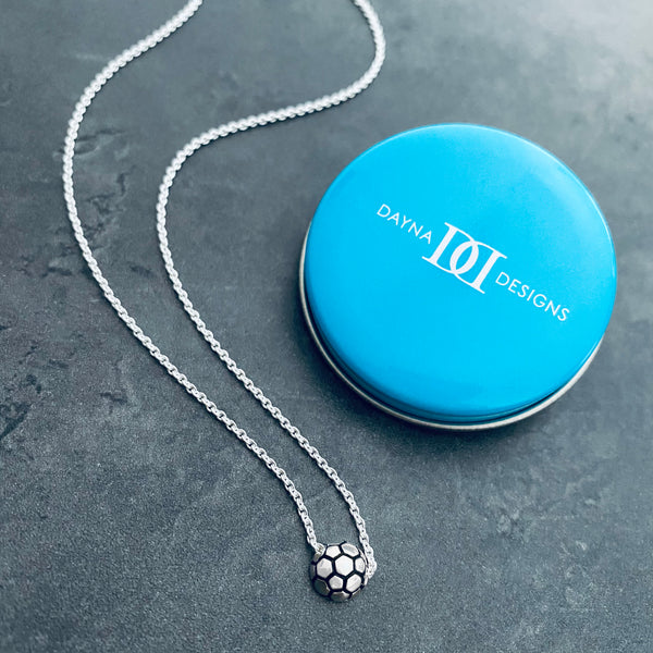 Soccer Ball Pendant Necklace - Silver