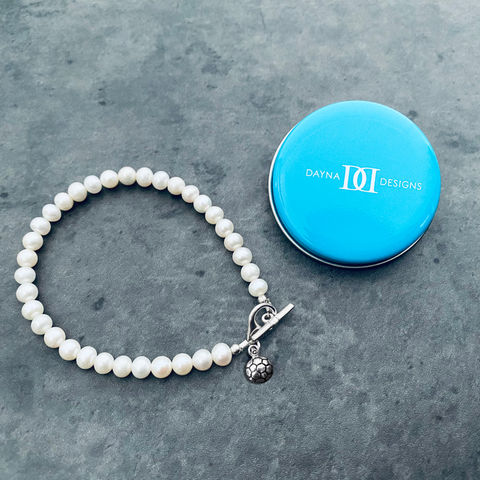 Soccer Pearl Bracelet - Silver