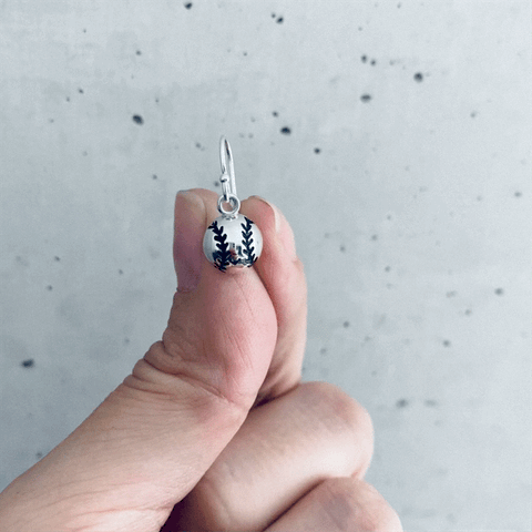 Softball Mini Domed Dangle Earrings - Silver