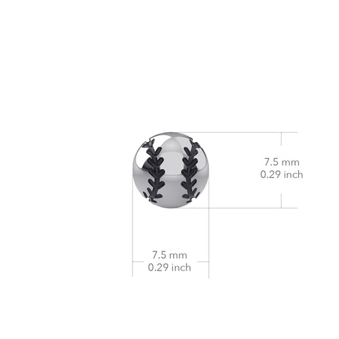 Softball Mini Domed Dangle Earrings - Silver