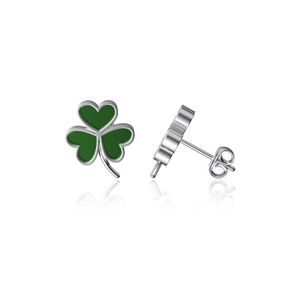 Shamrock Stud Earrings - Enamel
